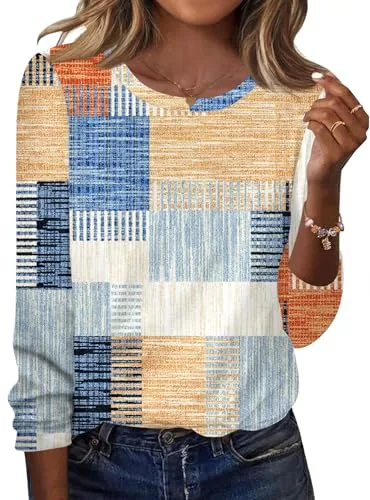 Long Sleeve Tops for Women Crew Neck Shirts Dressy Casual Blouses