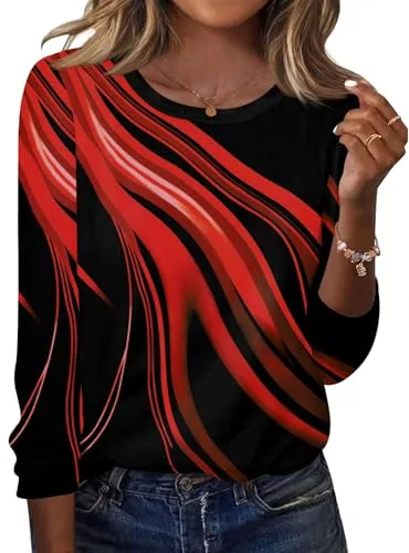 Womens Shirts Long Sleeve Loose Dressy Casual Crew Neck Blouses
