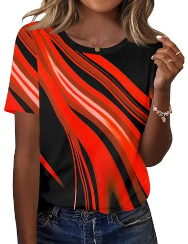 Women's Plus Size Tops Loose Casual Blouses Short Sleeve Shirts