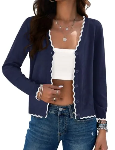 Lightweight Cardigans for Women Long Sleeve Cardigan Sweaters Navy