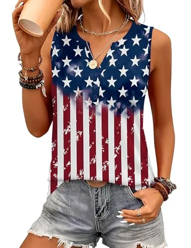 Summer Tank Tops for Women V Neck Sleeveless Casual Blouses Shirts