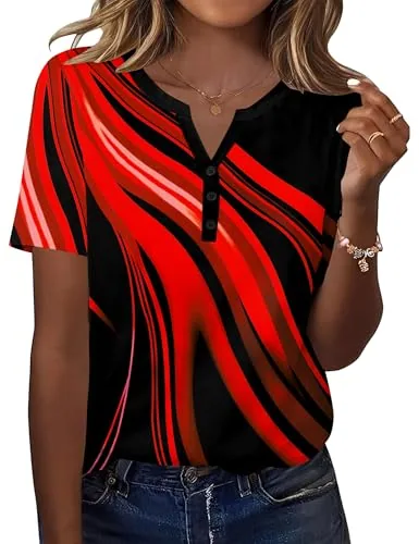 Women's Plus Size Loose Casual Short Sleeve Tunic Tops Tee Shirts