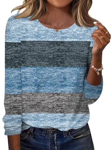 Women's Long Sleeve Crew Neck Tops Dressy Casual Pullover Shirts