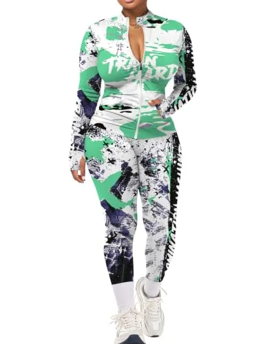 Women Fitness Set Athletic Yoga Zip Jacket High Waist Leggings