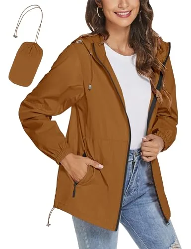 Rain Coats for Women Waterproof Hooded Windbreaker Jackets Lightweight