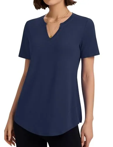 Women's V Neck Short Sleeve T Shirts Athletic Shirts Yoga Tee Shirt Workout