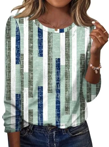 Women's Crew Neck Shirts Long Sleeve Tops Business Casual Blouses